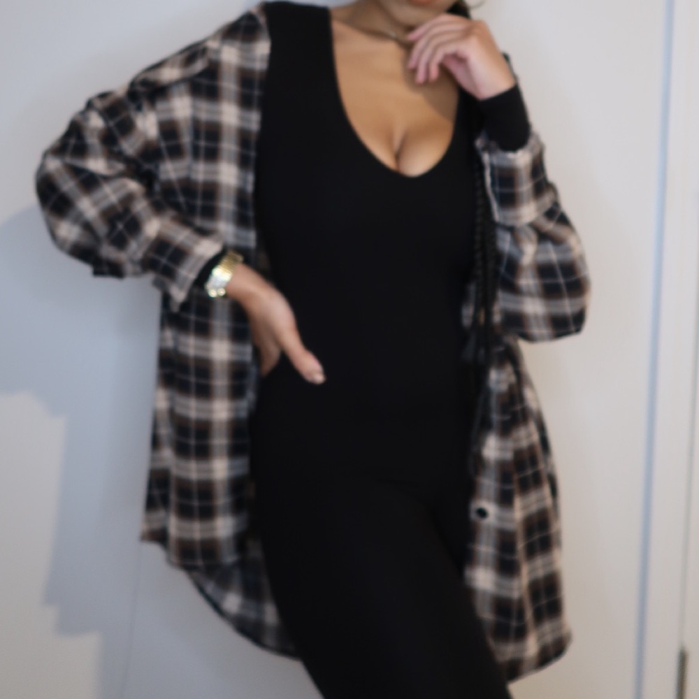 Oversized Plaid Button-Up Shirt